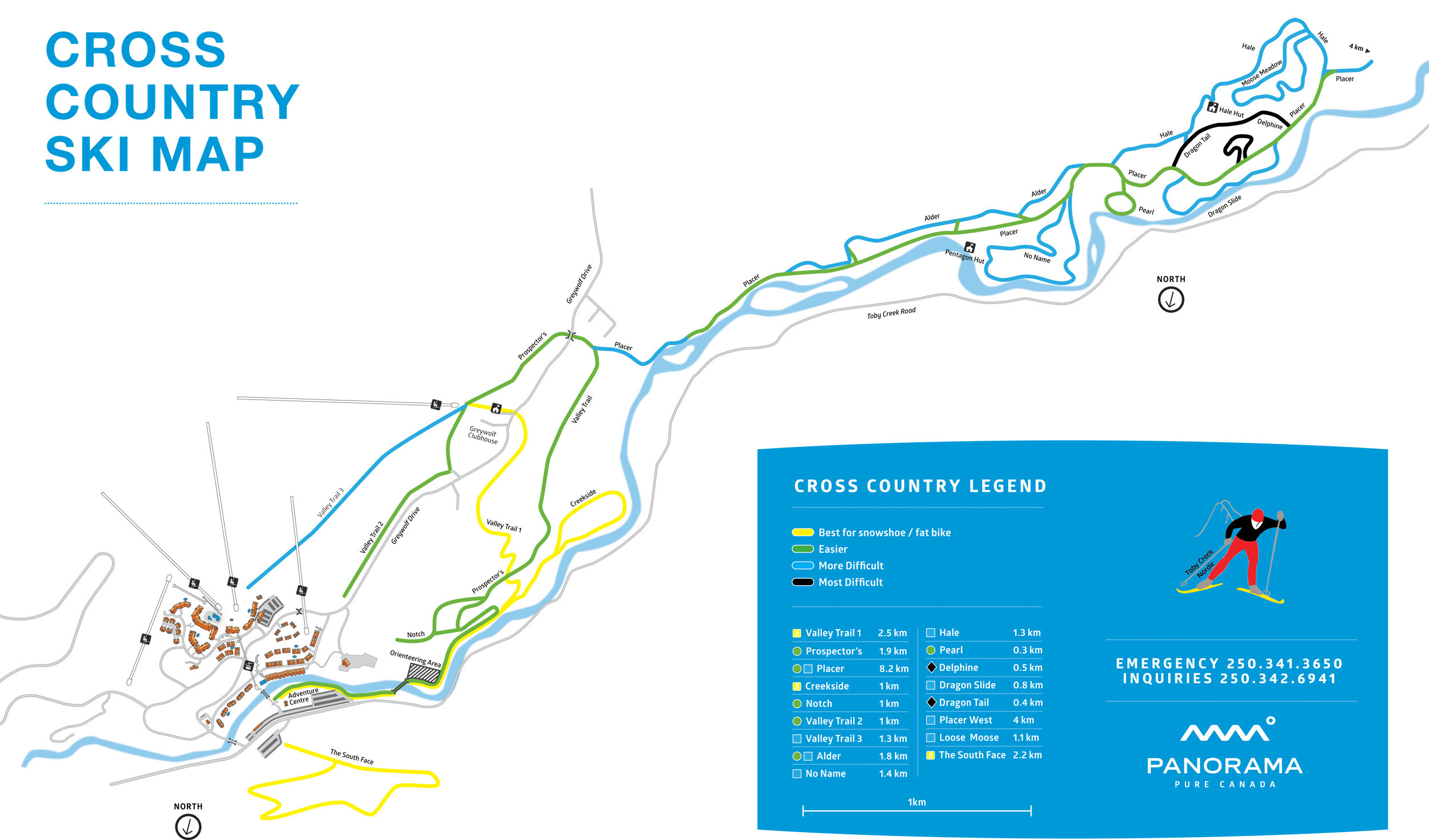 Cross Country Skiing Trail Map Panorama Mountain Village Nordic Trail Map