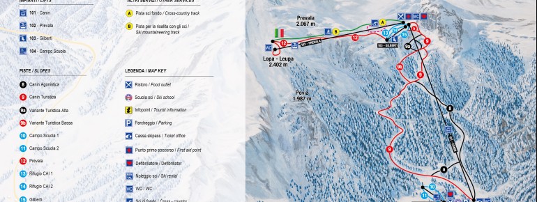 Loipenplan Sella Nevea - Prevala Höhenloipe