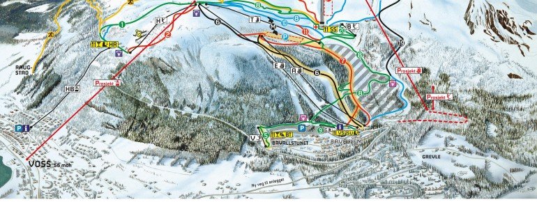 Trail Map Voss Resort Fjellheisar