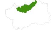 Karte der Langlauf in der Grosser Sankt Bernhard Region