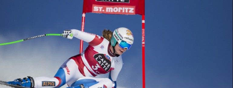 Auf der Corviglia, dem Hausberg von St. Moritz, messen sich die Skirennläuferinnen des Weltcups