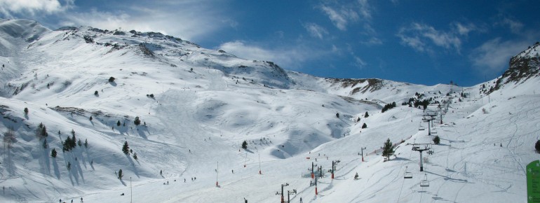 Blick auf das Skigebiet Cerler